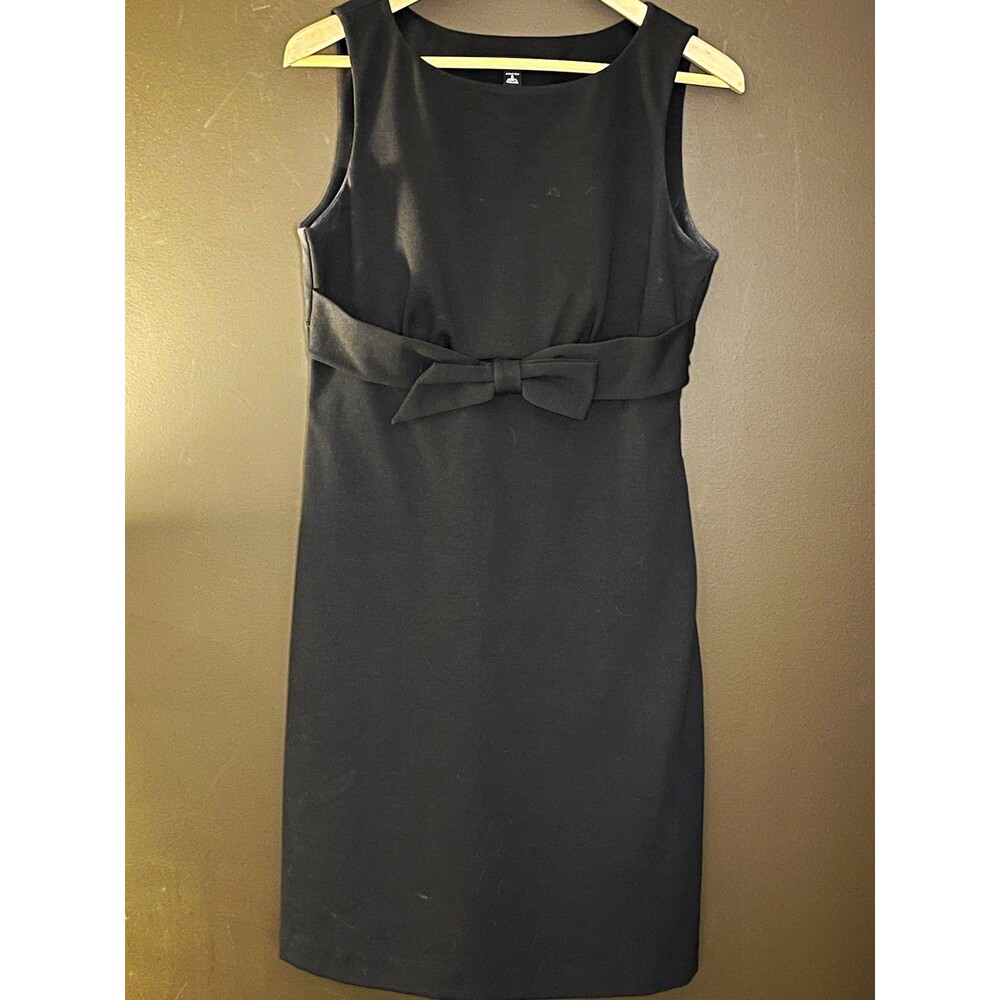Banana Republic Stretch Dress Womens 8 Black Sheath Bow Waist Career Work